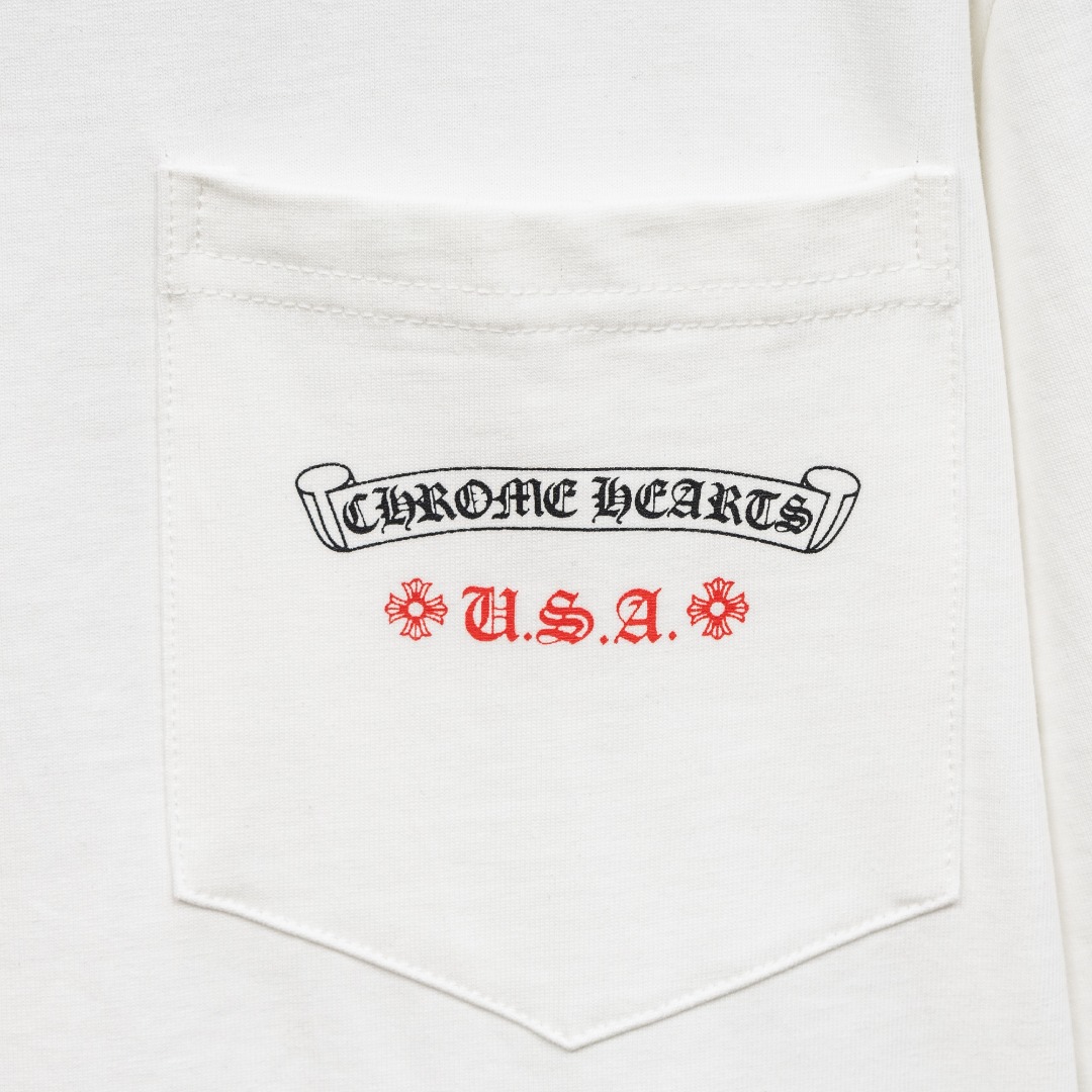 Chrome Hearts 款式：克罗心CH做旧小口袋植绒国旗工艺短袖