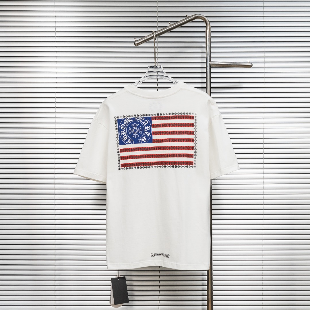 Chrome Hearts 款式：克罗心CH做旧小口袋植绒国旗工艺短袖