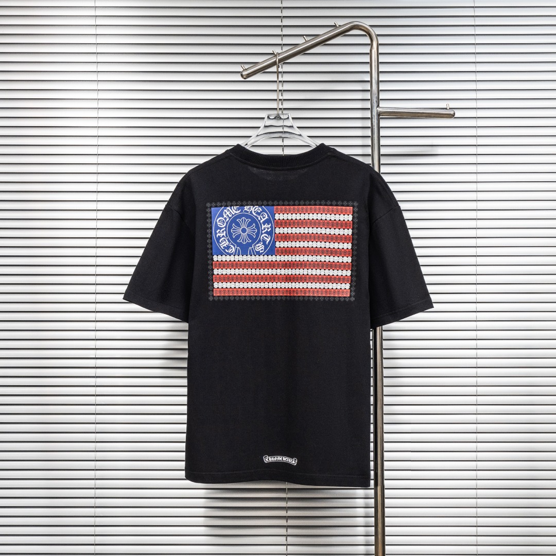 Chrome Hearts 款式：克罗心CH做旧小口袋植绒国旗工艺短袖