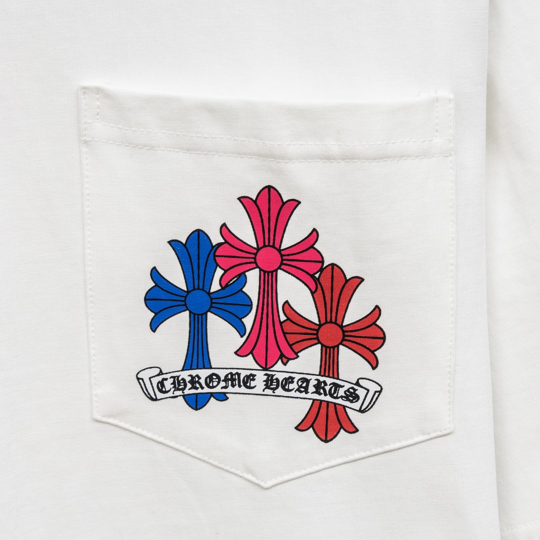 Chrome Hearts 款式：克罗心CH梵文 多色印花小口袋工艺短袖