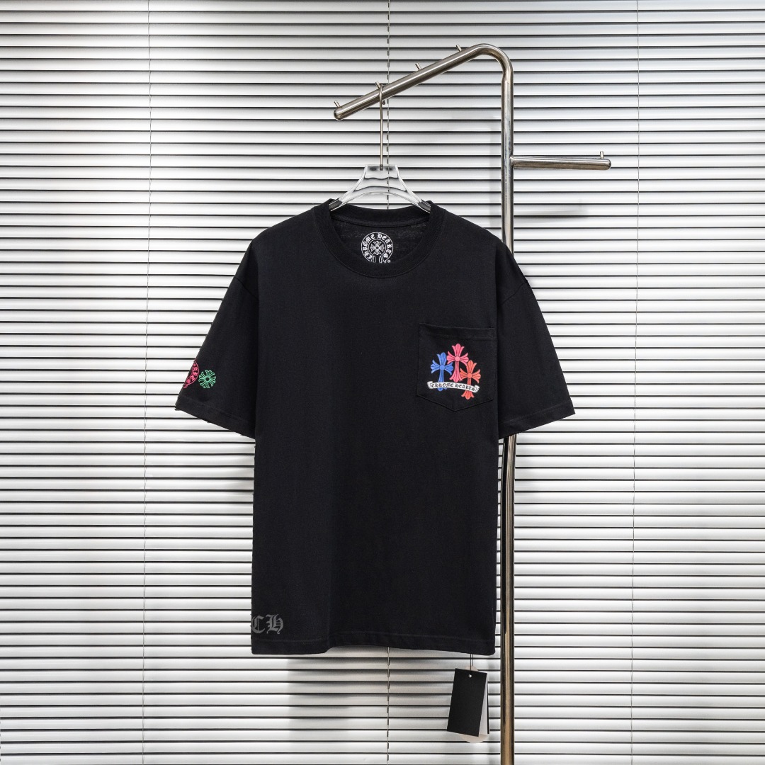 Chrome Hearts 款式：克罗心CH梵文 多色印花小口袋工艺短袖