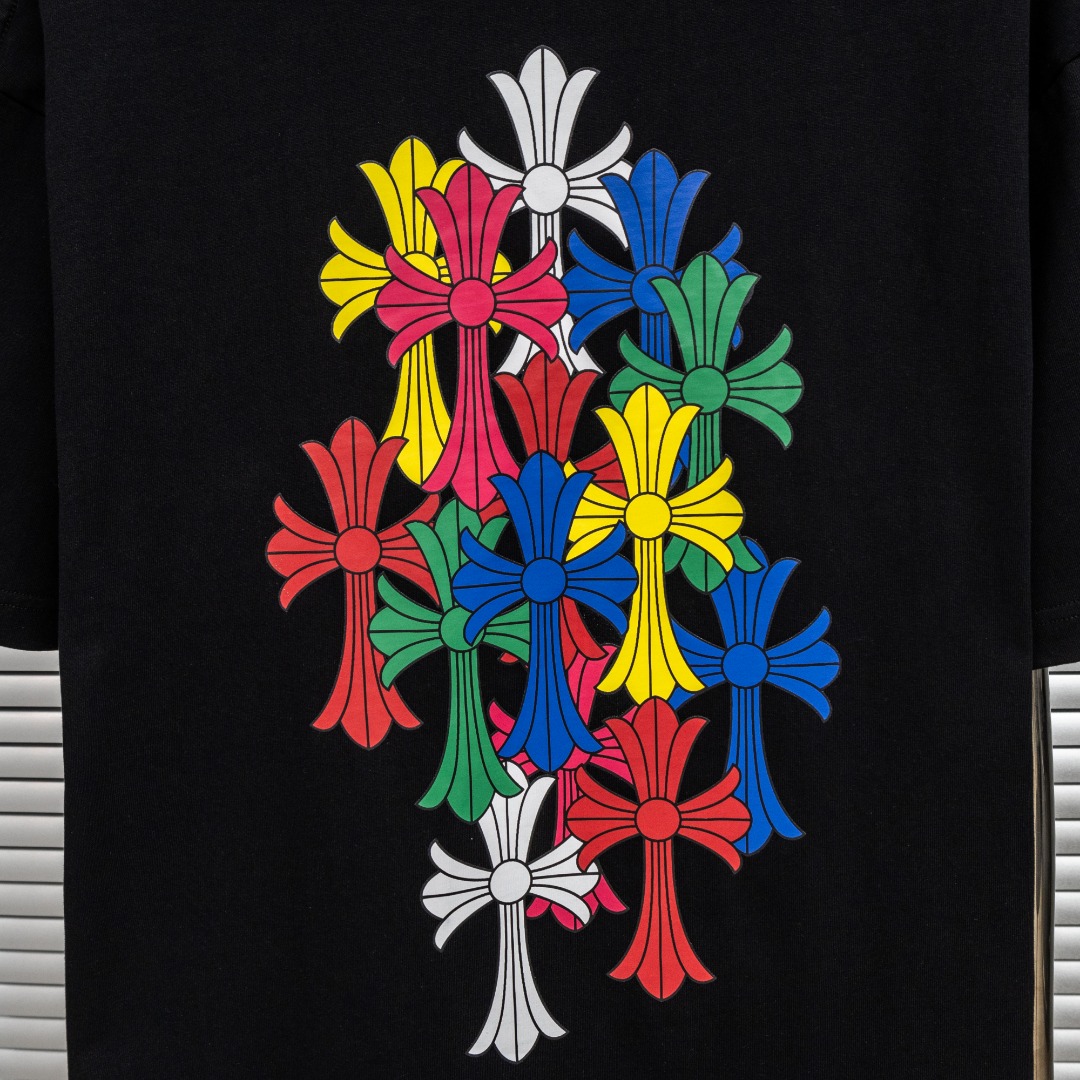Chrome Hearts 款式：克罗心CH梵文 多色印花小口袋工艺短袖