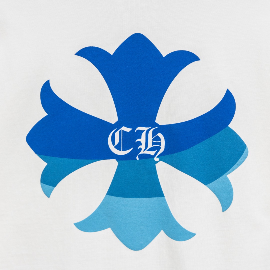 Chrome Hearts 款式：克罗心CH梵文渐变植绒小口袋工艺短袖