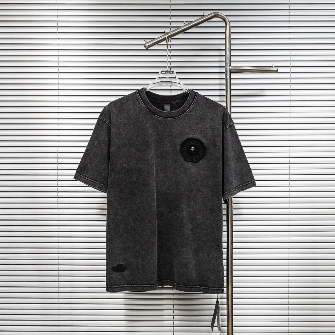 Chrome Hearts 款式：克罗心CH重工水洗做旧十字架贴布工艺短袖