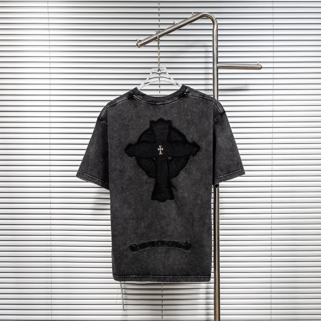 Chrome Hearts 款式：克罗心CH重工水洗做旧十字架贴布工艺短袖