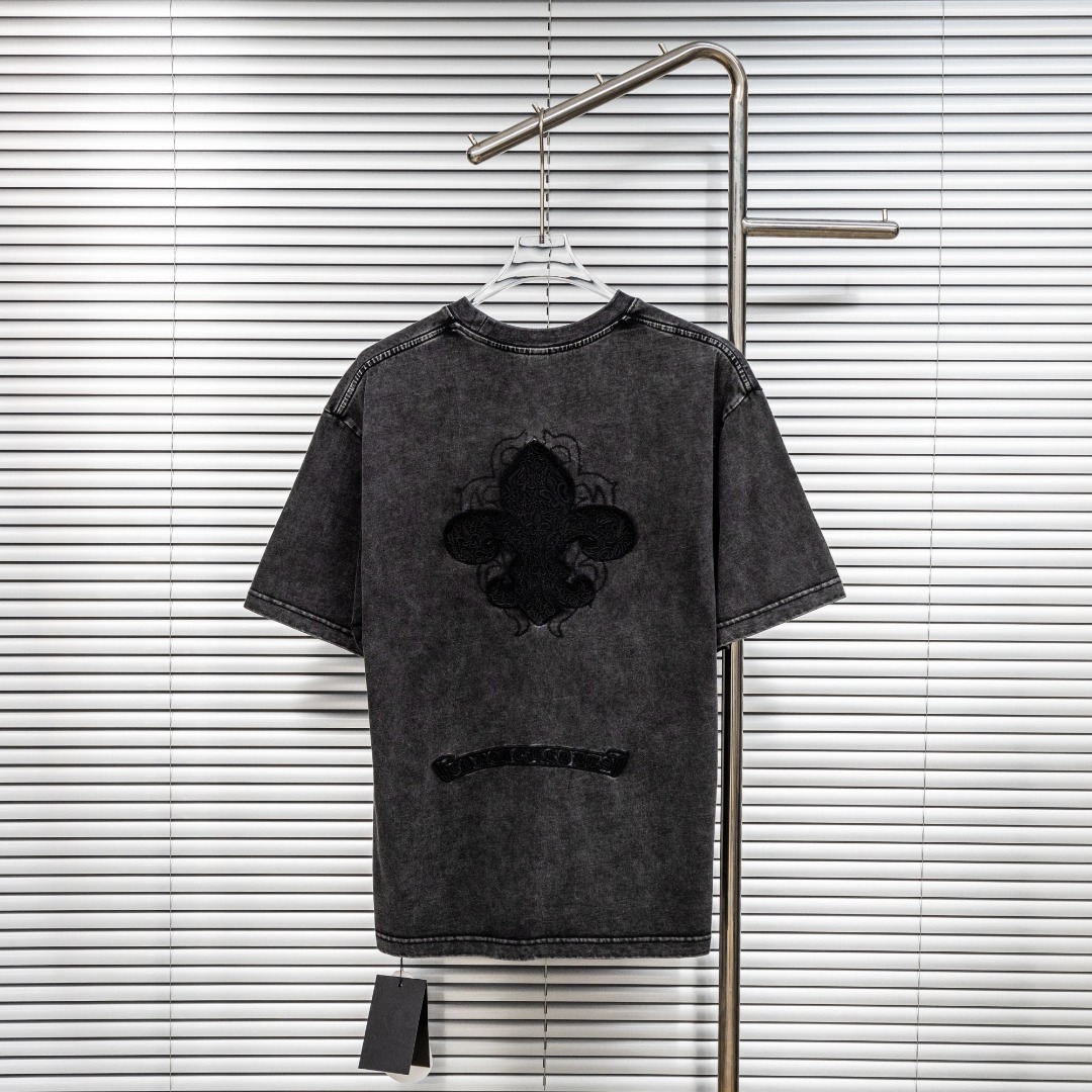 Chrome Hearts 款式：克罗心CH重工水洗做旧十字架贴布工艺短袖