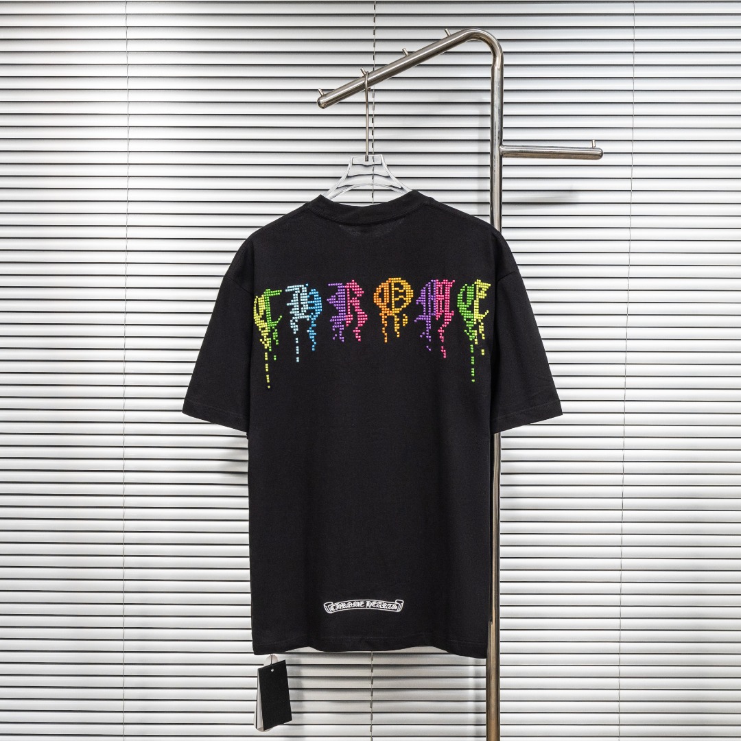 Chrome Hearts 款式：克罗心CH溶解梵文多色刺绣工艺短袖