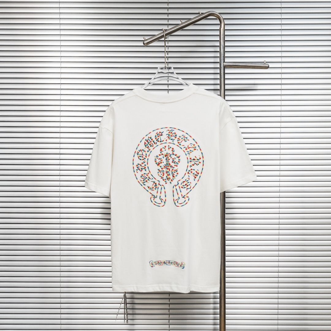 Chrome Hearts 款式：克罗心CH梵文拼色刺绣工艺短袖