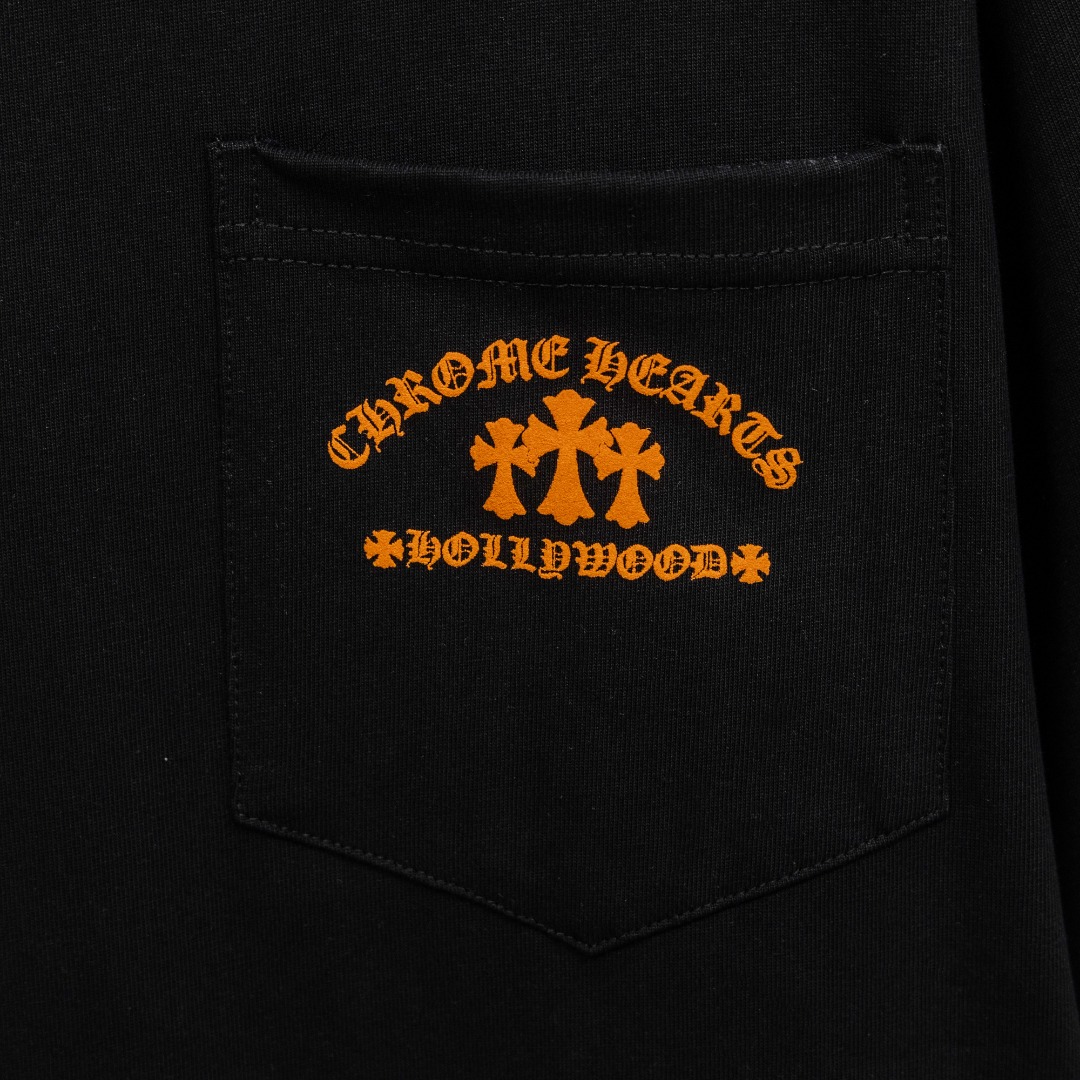 Chrome Hearts 款式：克罗心CH小口袋植绒十字架工艺短袖
