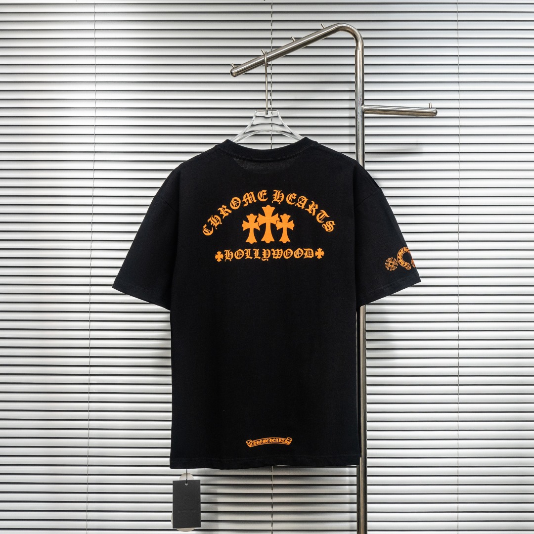 Chrome Hearts 款式：克罗心CH小口袋植绒十字架工艺短袖