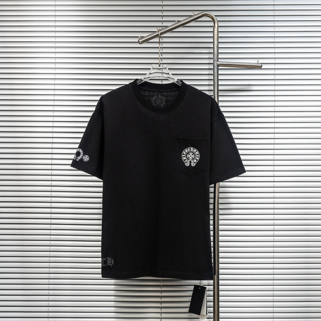 Chrome Hearts 款式：克罗心CH小口袋植绒十字架工艺短袖