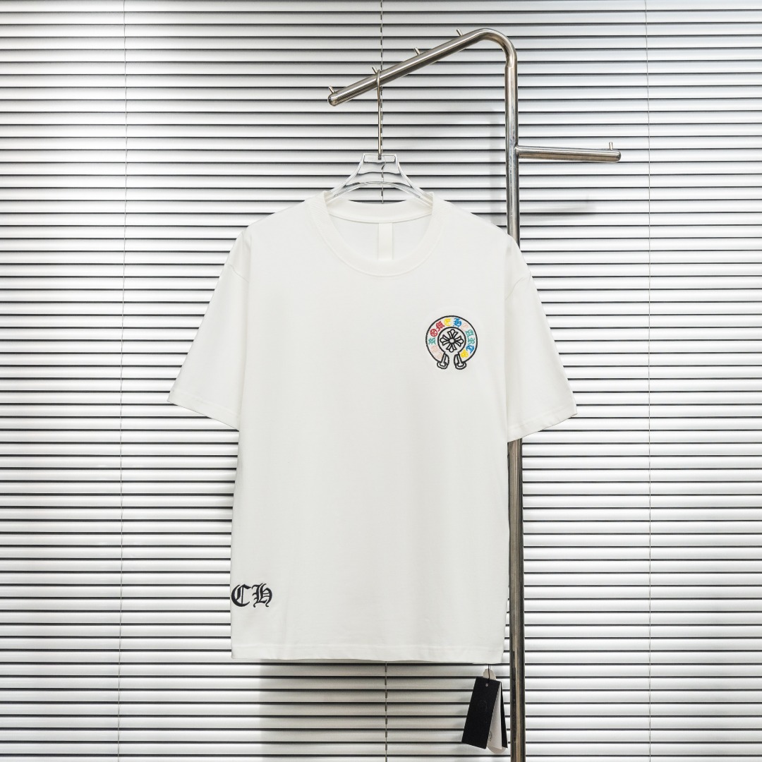 Chrome Hearts 款式：克罗心CH彩色十字架马蹄刺绣工艺短袖