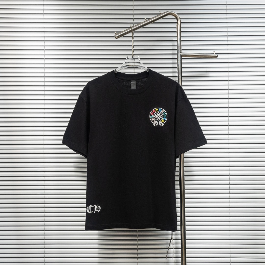 Chrome Hearts 款式：克罗心CH彩色十字架马蹄刺绣工艺短袖