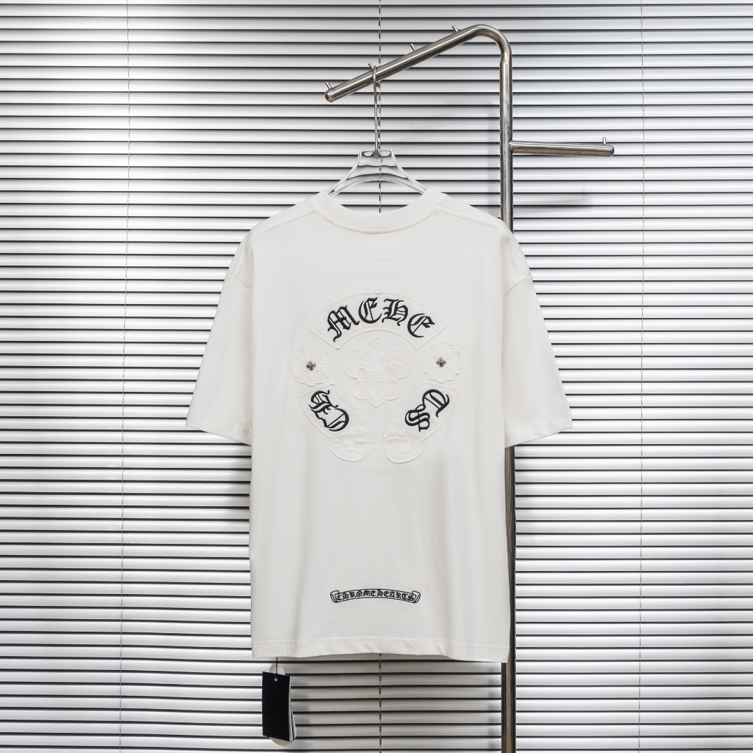 Chrome Hearts 款式：克罗心CH十字架贴布皮标马蹄刺绣工艺短袖