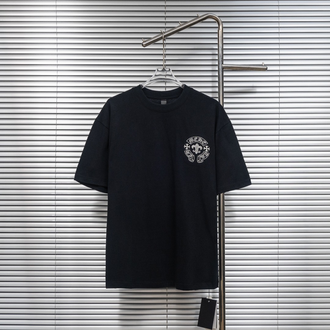 Chrome Hearts 款式：克罗心CH十字架贴布皮标马蹄刺绣工艺短袖