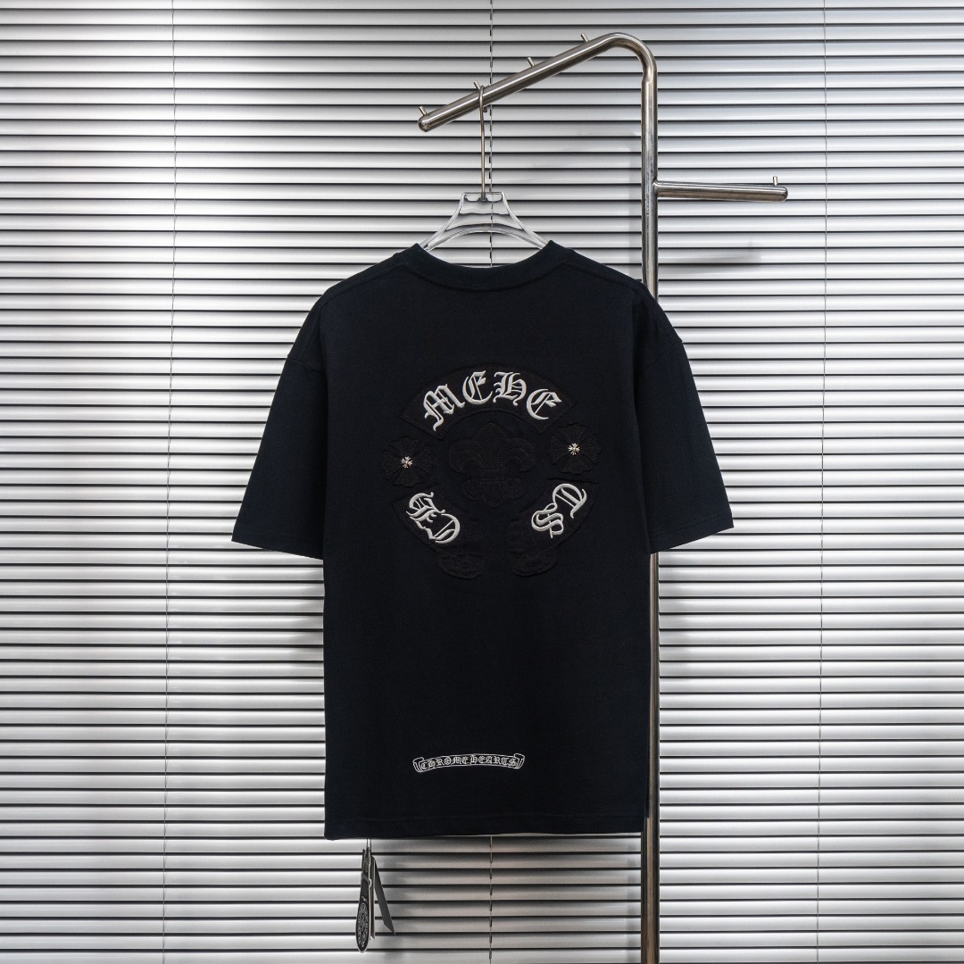 Chrome Hearts 款式：克罗心CH十字架贴布皮标马蹄刺绣工艺短袖
