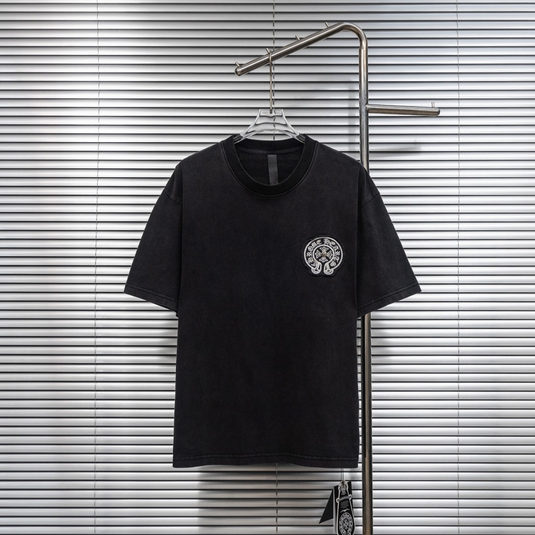 Chrome Hearts 款式：克罗心CH梵文马蹄贴布做旧水洗重工艺短袖