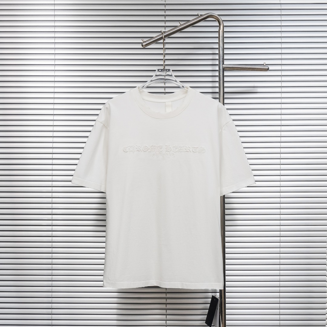 Chrome Hearts 款式：克罗心CH满印梵文马蹄刺绣破洞工艺短袖