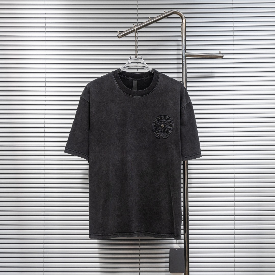 Chrome Hearts 款式：克罗心CH满印梵文马蹄刺绣重工水洗工艺短袖