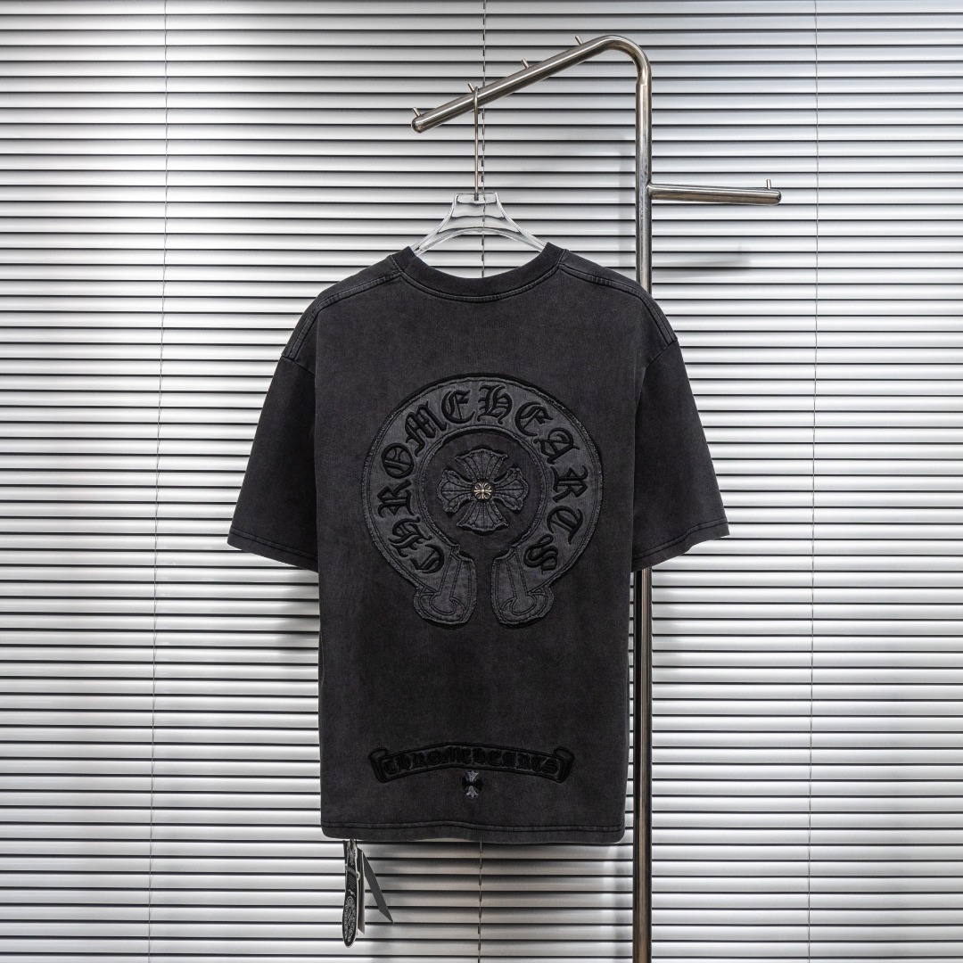 Chrome Hearts 款式：克罗心CH满印梵文马蹄刺绣重工水洗工艺短袖