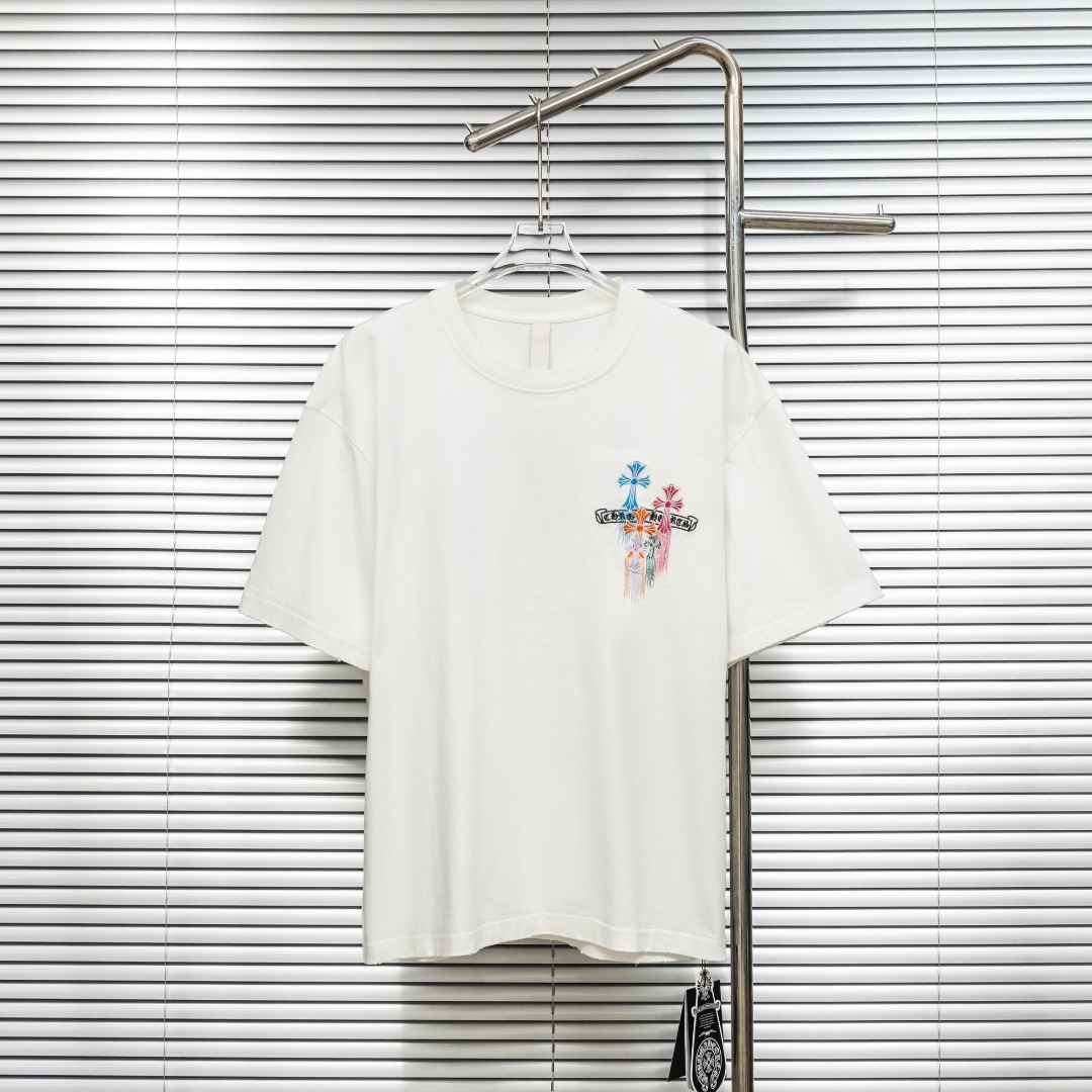 Chrome Hearts 款式：克罗心CH梵文十字架溶解流苏刺绣工艺短袖