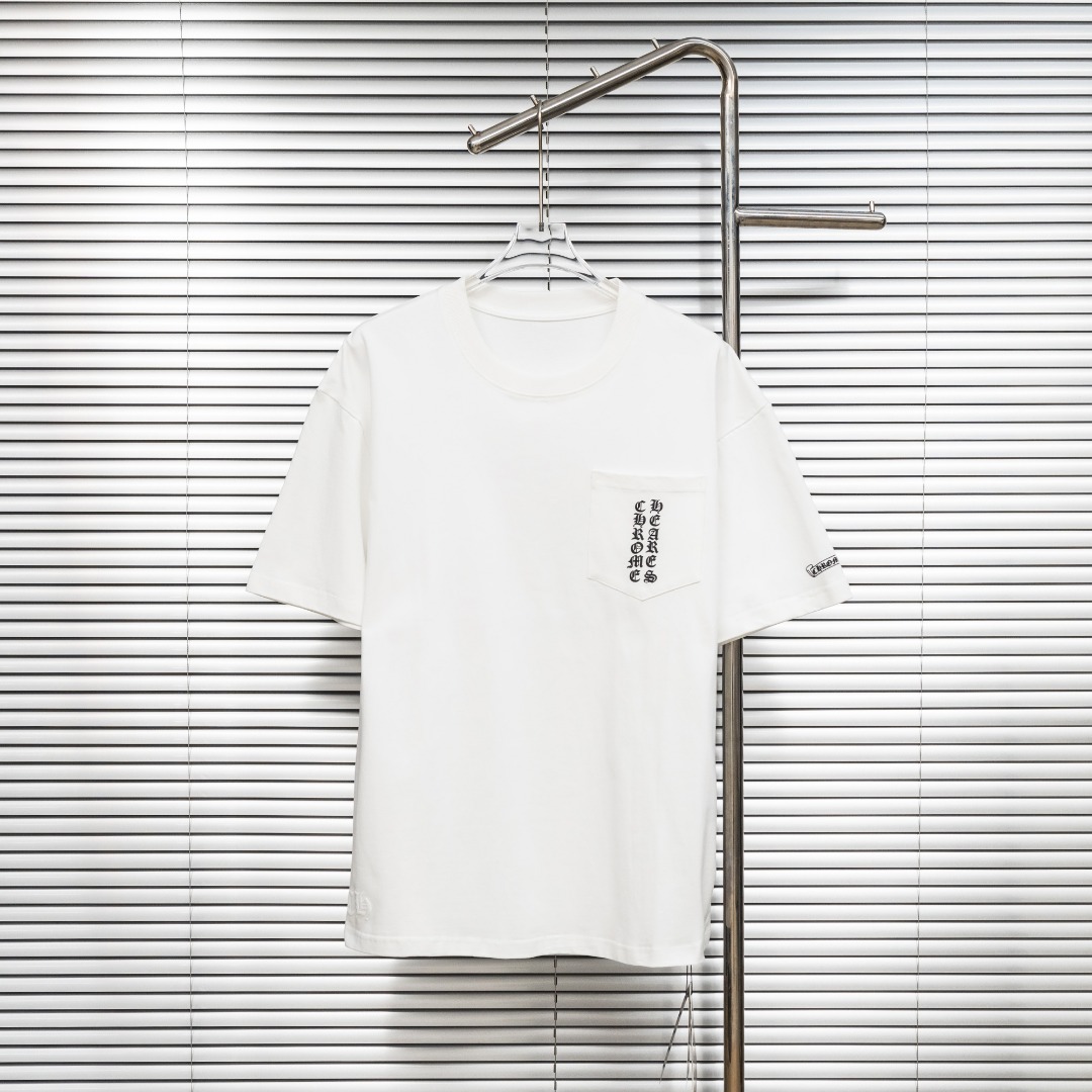 Chrome Hearts 款式：克罗心CH梵文小口袋植绒印花工艺短袖
