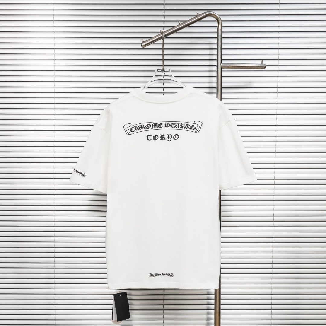 Chrome Hearts 款式：克罗心CH梵文小口袋植绒印花工艺短袖