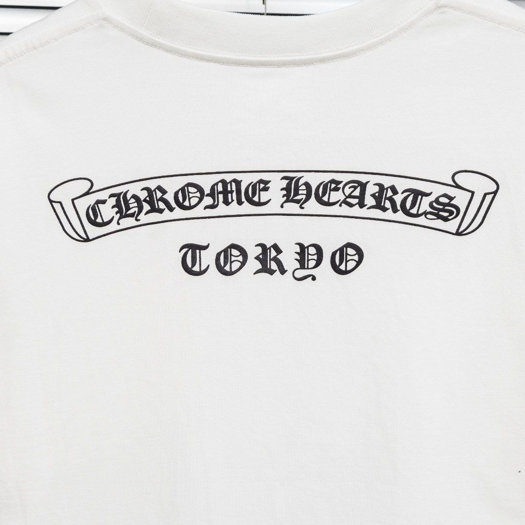 Chrome Hearts 款式：克罗心CH梵文小口袋植绒印花工艺短袖