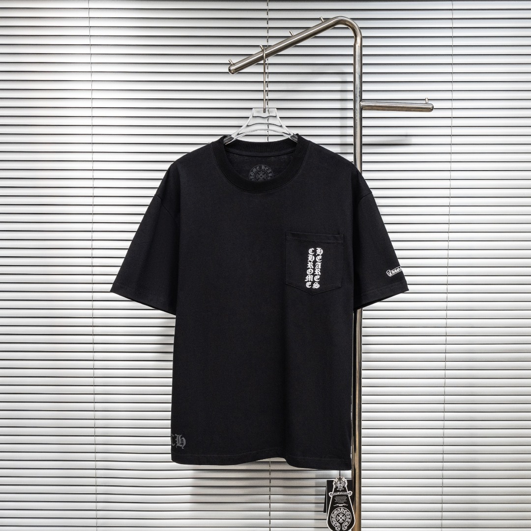 Chrome Hearts 款式：克罗心CH梵文小口袋植绒印花工艺短袖