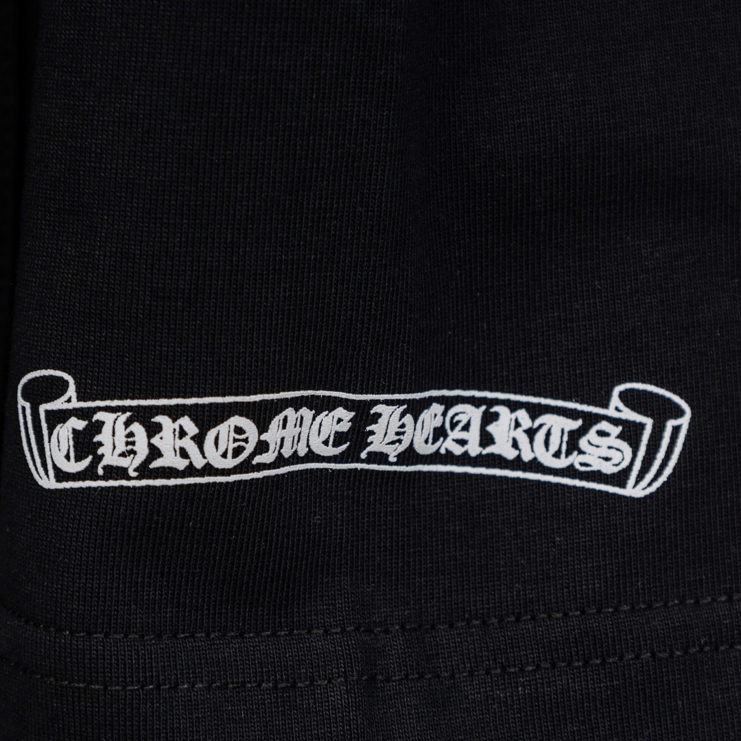 Chrome Hearts 款式：克罗心CH梵文小口袋植绒印花工艺短袖