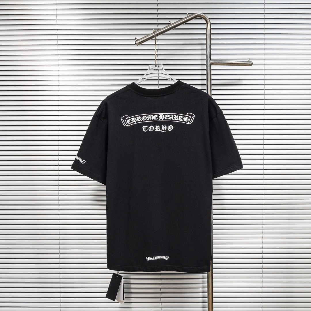 Chrome Hearts 款式：克罗心CH梵文小口袋植绒印花工艺短袖