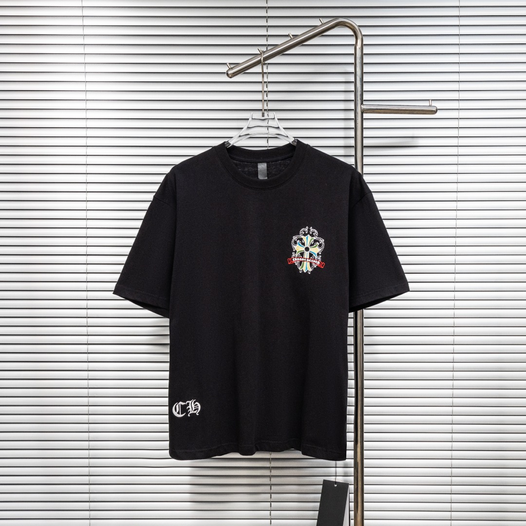 Chrome Hearts 款式：克罗心CH梵文十字架彩色刺绣工艺短袖