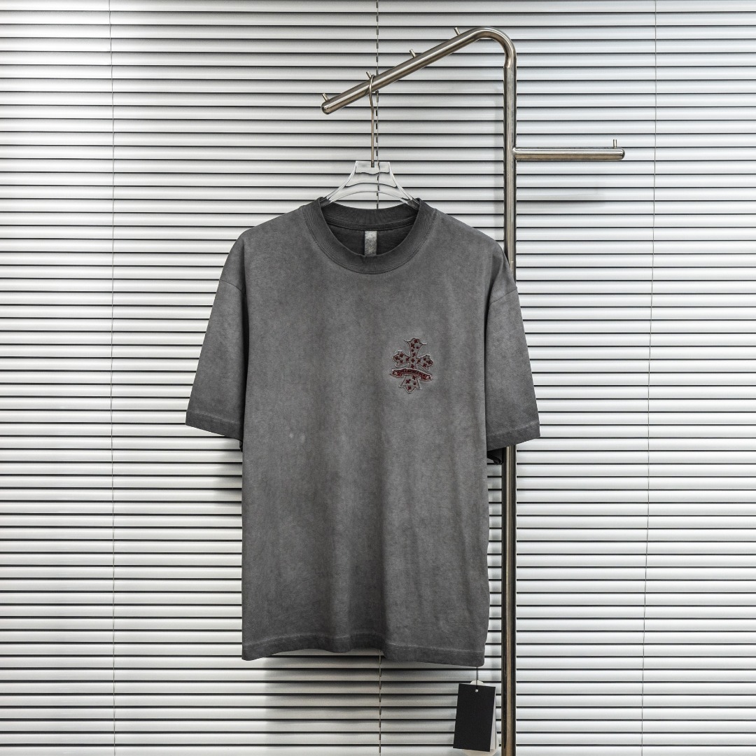 Chrome Hearts 款式：克罗心CH十字架做旧水洗扎染重工艺短袖