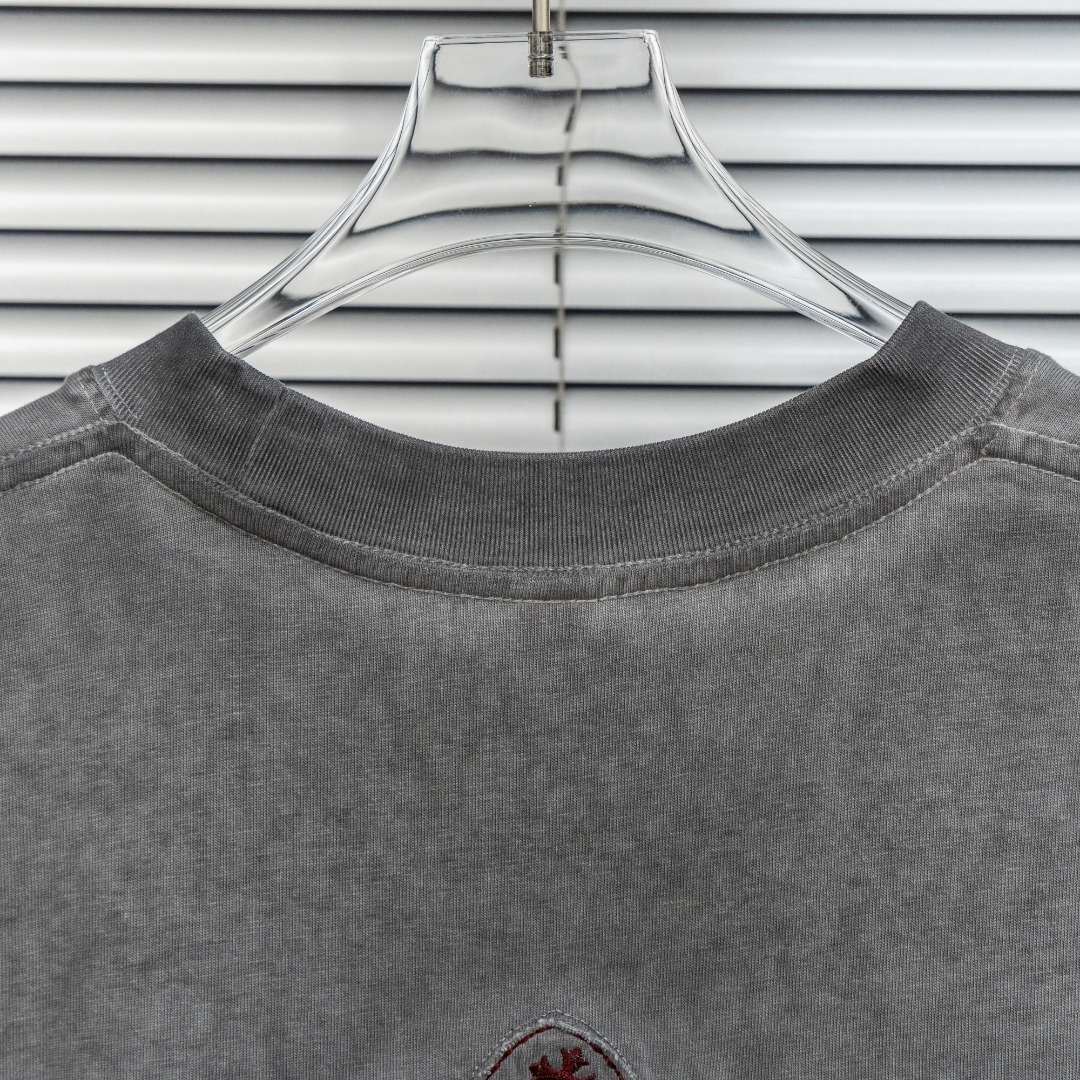 Chrome Hearts 款式：克罗心CH十字架做旧水洗扎染重工艺短袖