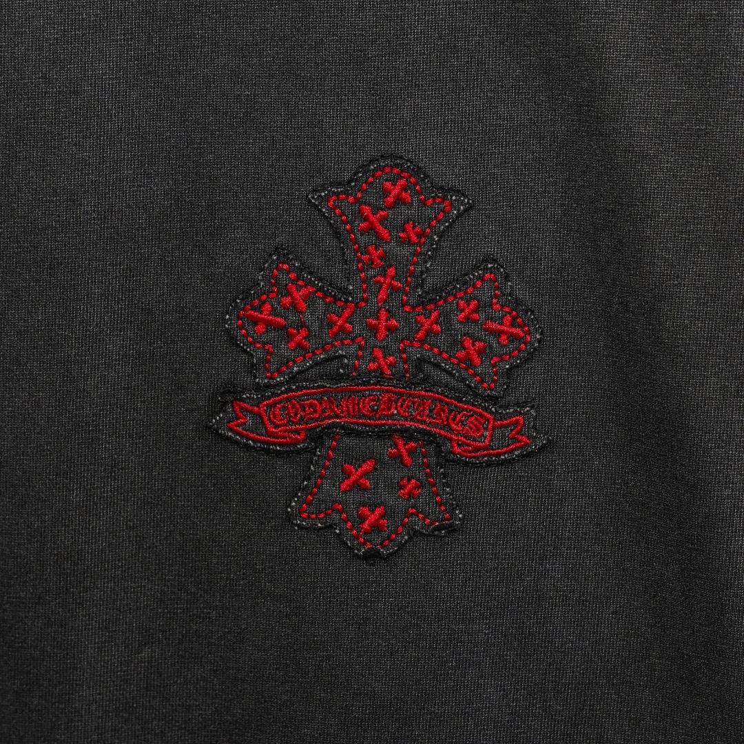 Chrome Hearts 款式：克罗心CH十字架做旧水洗扎染重工艺短袖