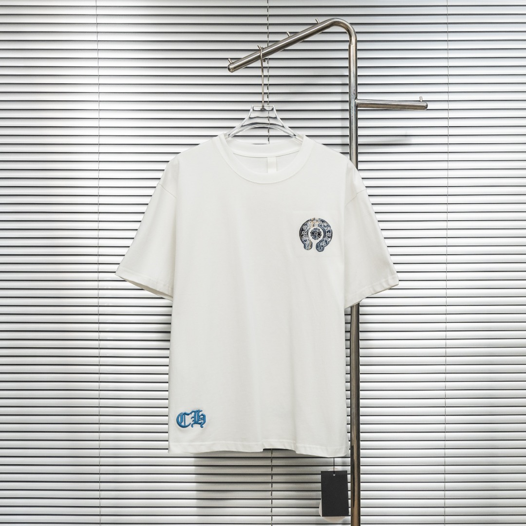Chrome Hearts 款式：克罗心CH十字架马蹄格纹刺绣工艺短袖