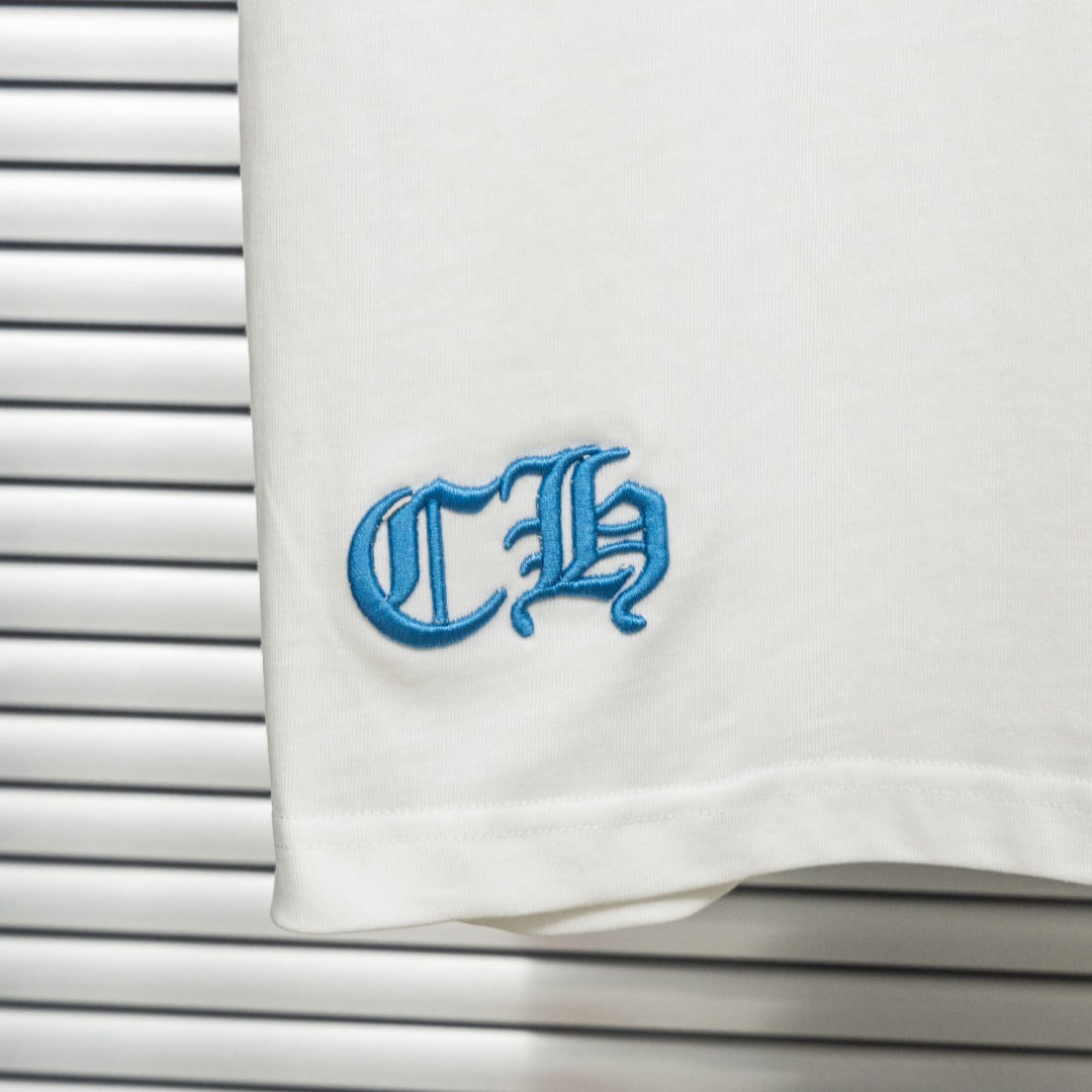 Chrome Hearts 款式：克罗心CH十字架马蹄格纹刺绣工艺短袖