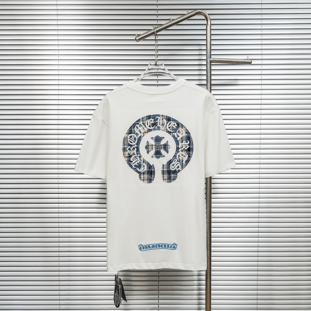Chrome Hearts 款式：克罗心CH十字架马蹄格纹刺绣工艺短袖