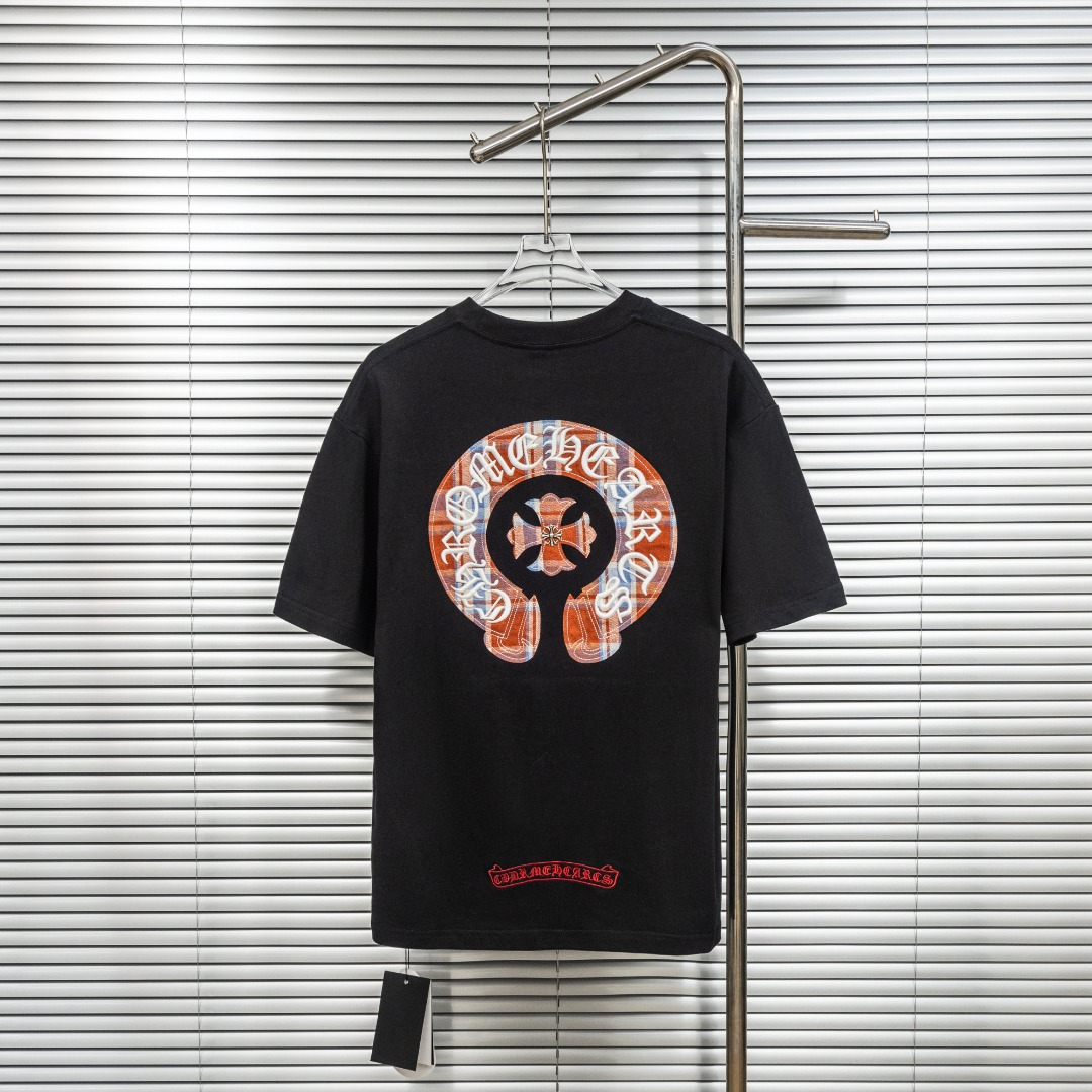 Chrome Hearts 款式：克罗心CH十字架马蹄格纹刺绣工艺短袖