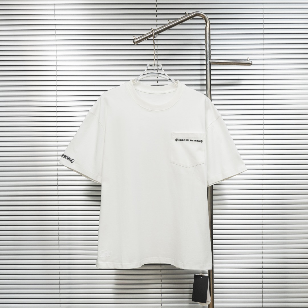 Chrome Hearts 款式：克罗心CH十字架梵文骨刺印花植绒工艺短袖