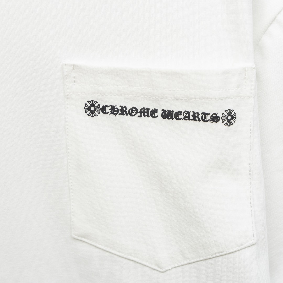 Chrome Hearts 款式：克罗心CH十字架梵文骨刺印花植绒工艺短袖