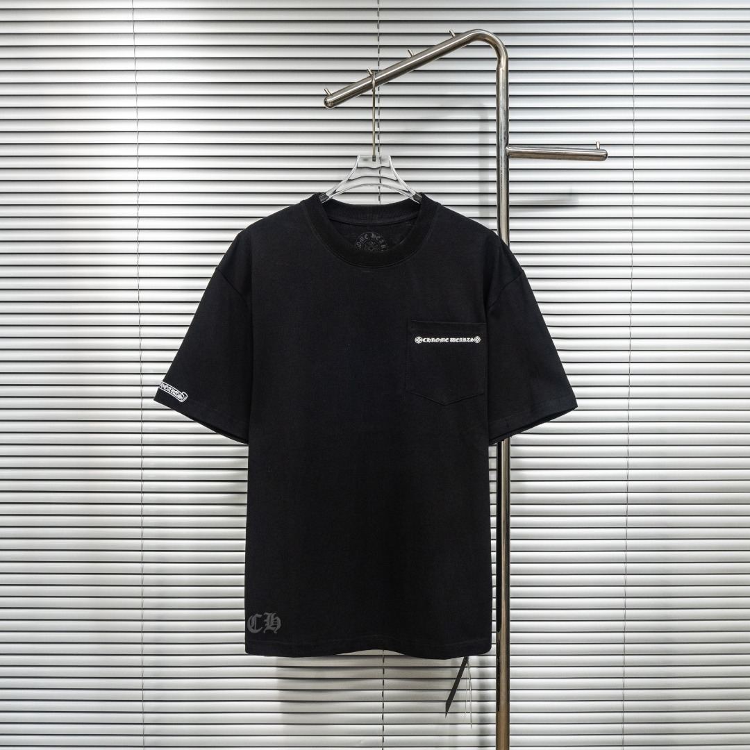 Chrome Hearts 款式：克罗心CH十字架梵文骨刺印花植绒工艺短袖