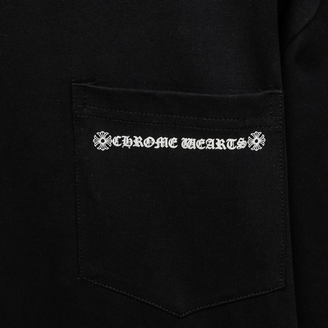 Chrome Hearts 款式：克罗心CH十字架梵文骨刺印花植绒工艺短袖