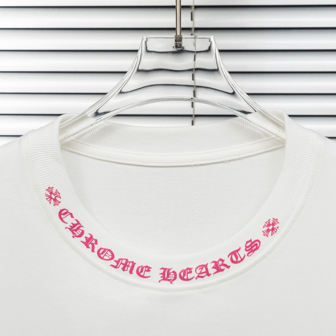 Chrome Hearts 款式：克罗心CH十字架梵文植绒印花多工艺短袖
