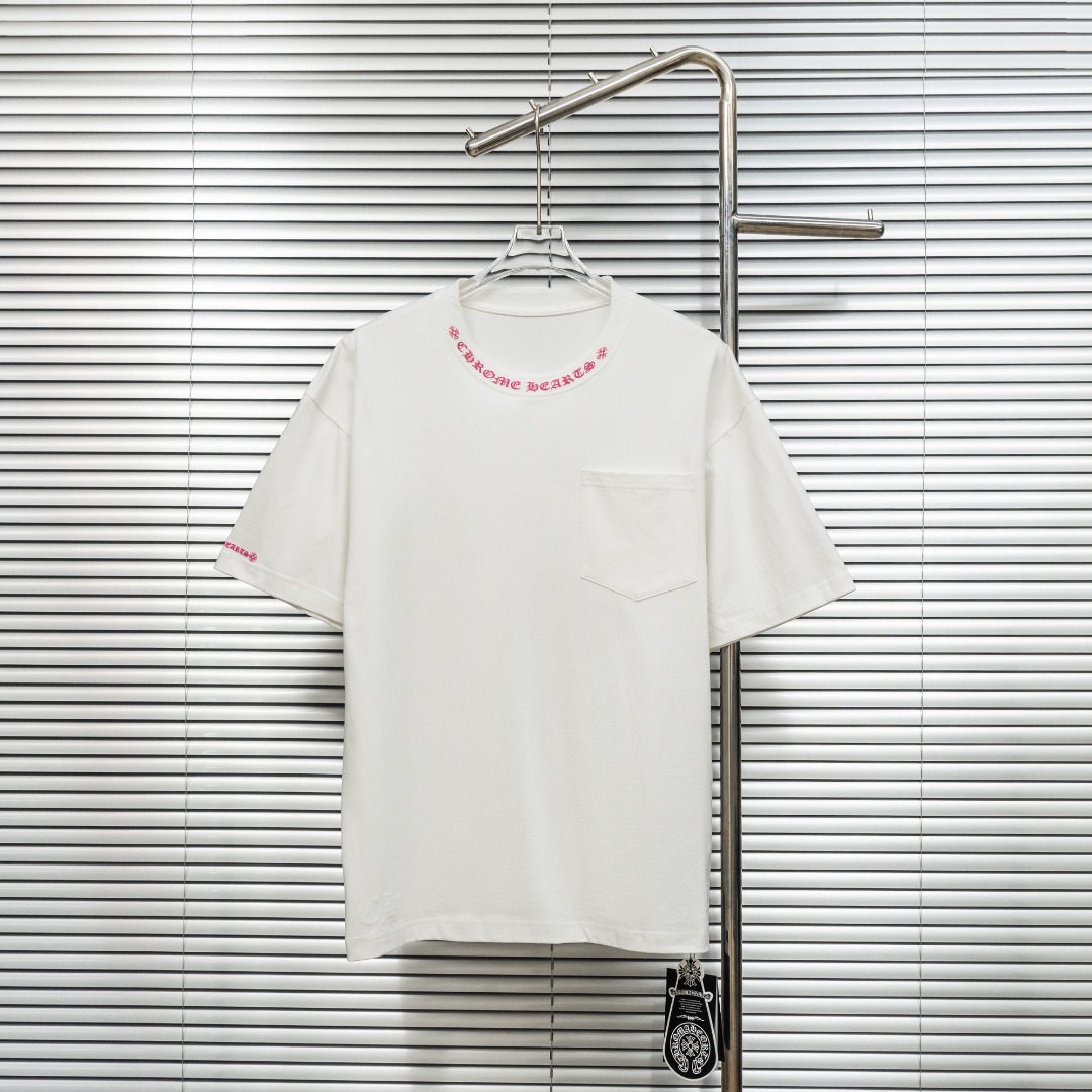 Chrome Hearts 款式：克罗心CH十字架梵文植绒印花多工艺短袖
