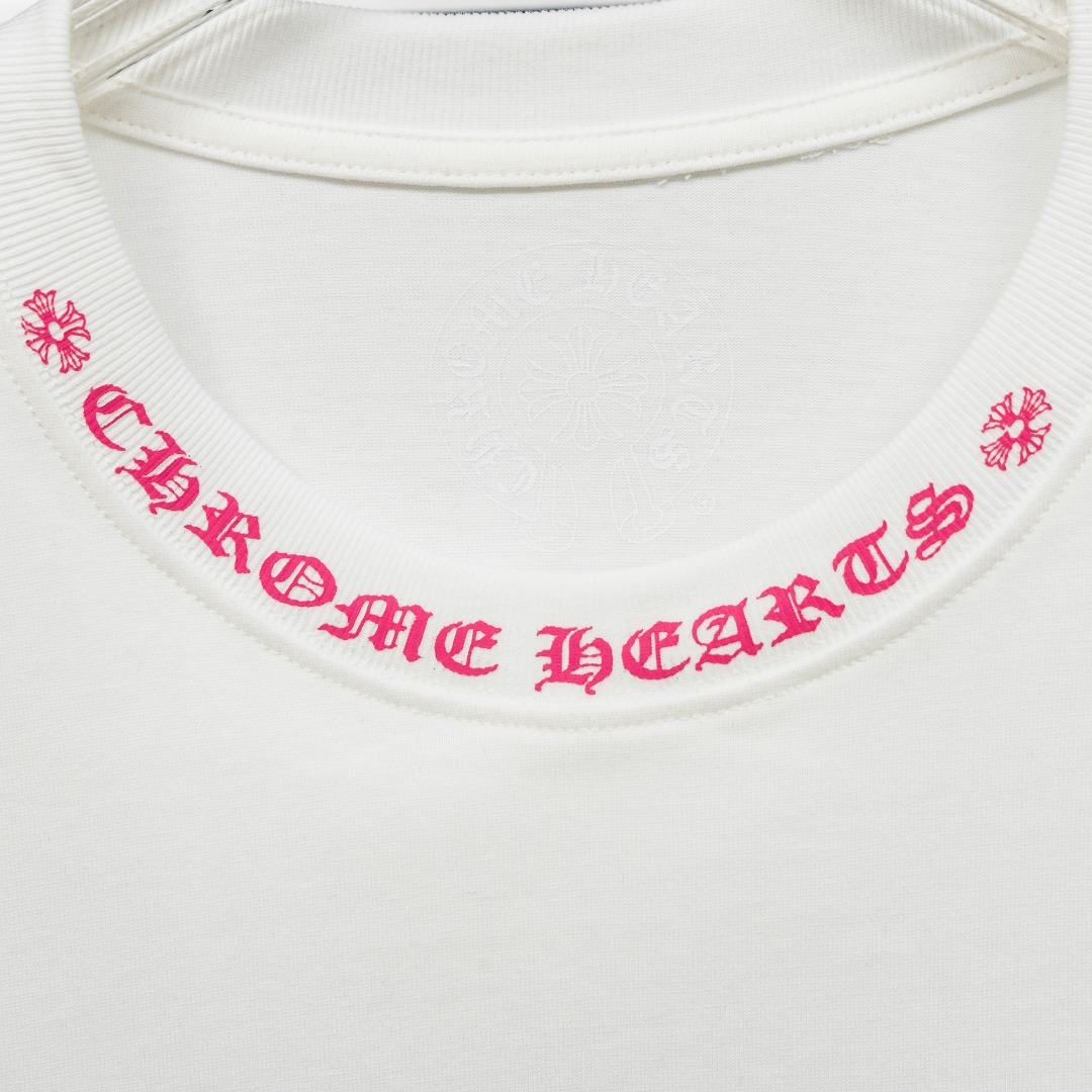 Chrome Hearts 款式：克罗心CH十字架梵文植绒印花多工艺短袖