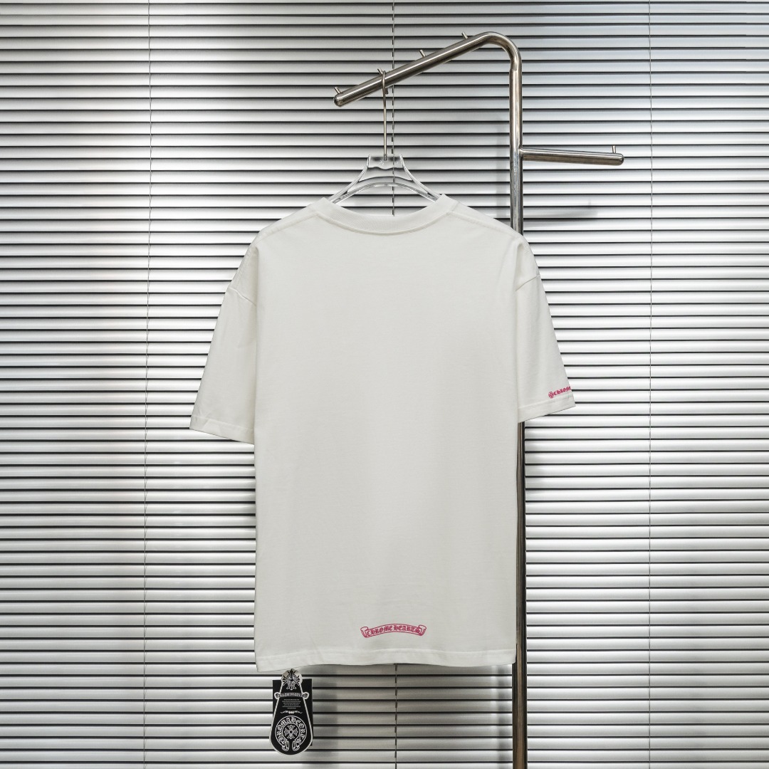 Chrome Hearts 款式：克罗心CH十字架梵文植绒印花多工艺短袖