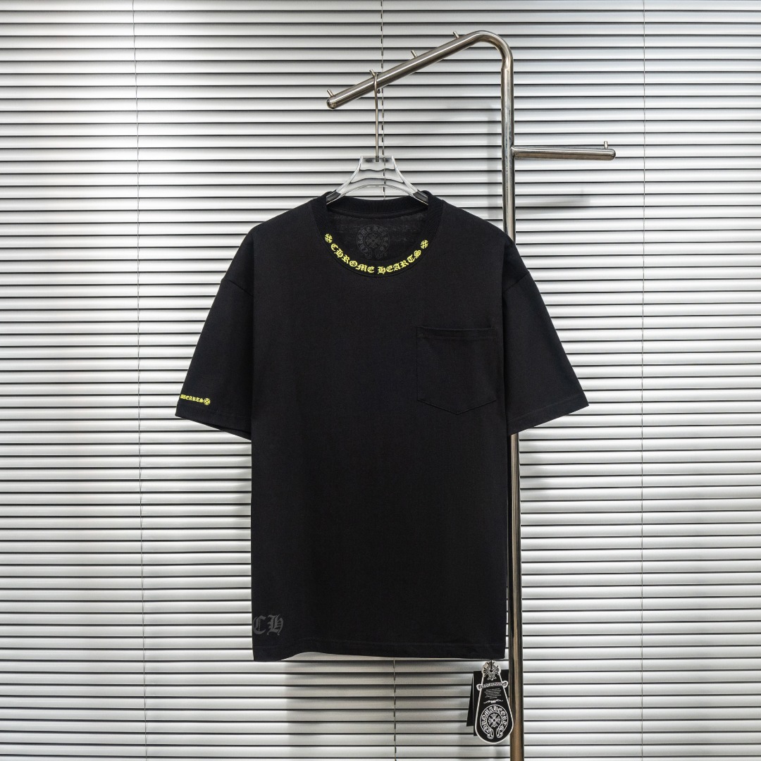 Chrome Hearts 款式：克罗心CH十字架梵文植绒印花多工艺短袖