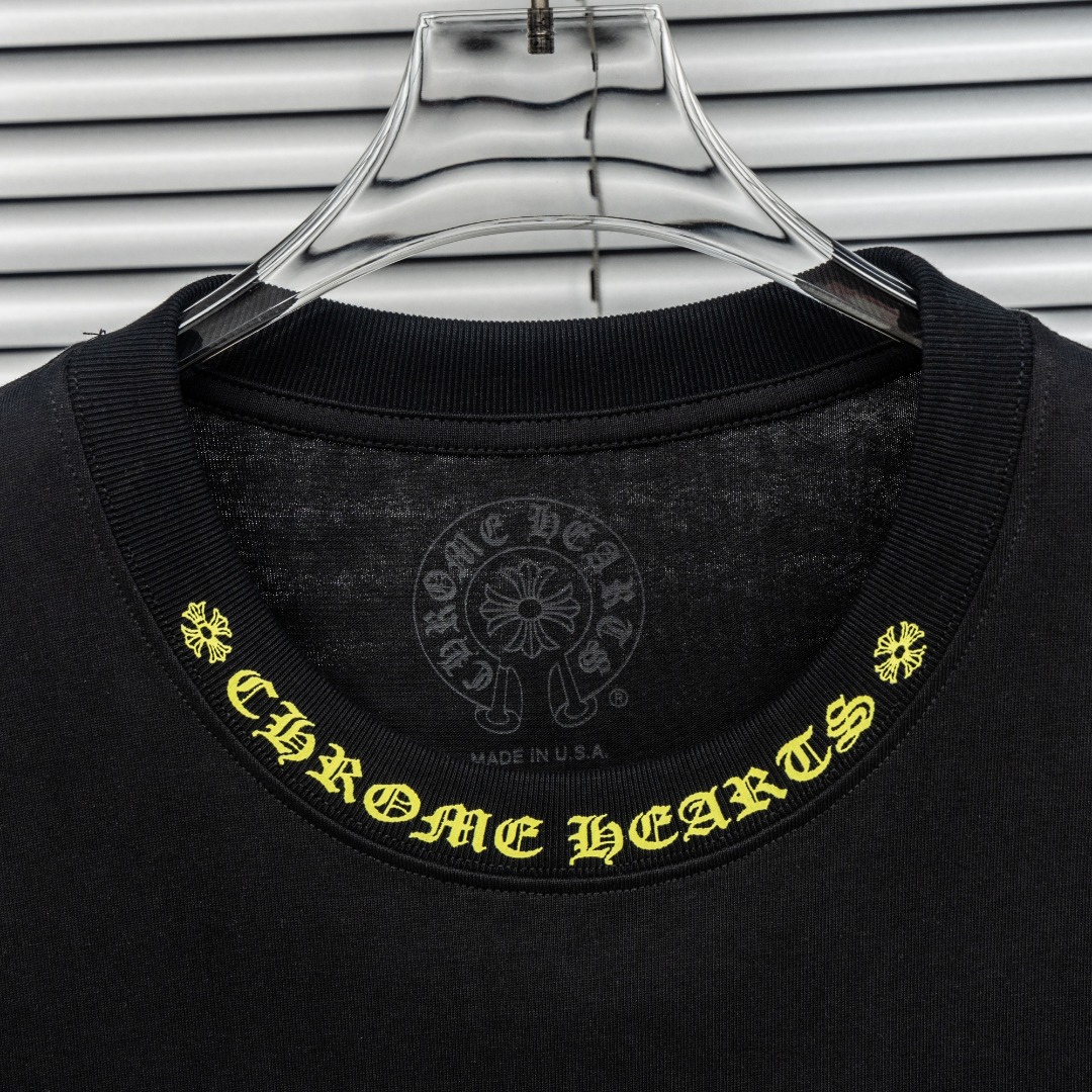 Chrome Hearts 款式：克罗心CH十字架梵文植绒印花多工艺短袖