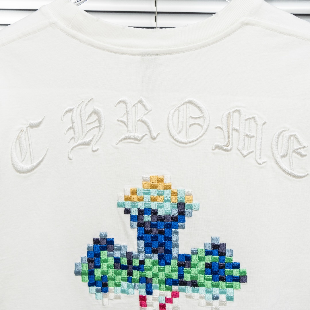 Chrome Hearts 款式：克罗心CH十字架彩色马赛克棋盘刺绣多工艺短袖